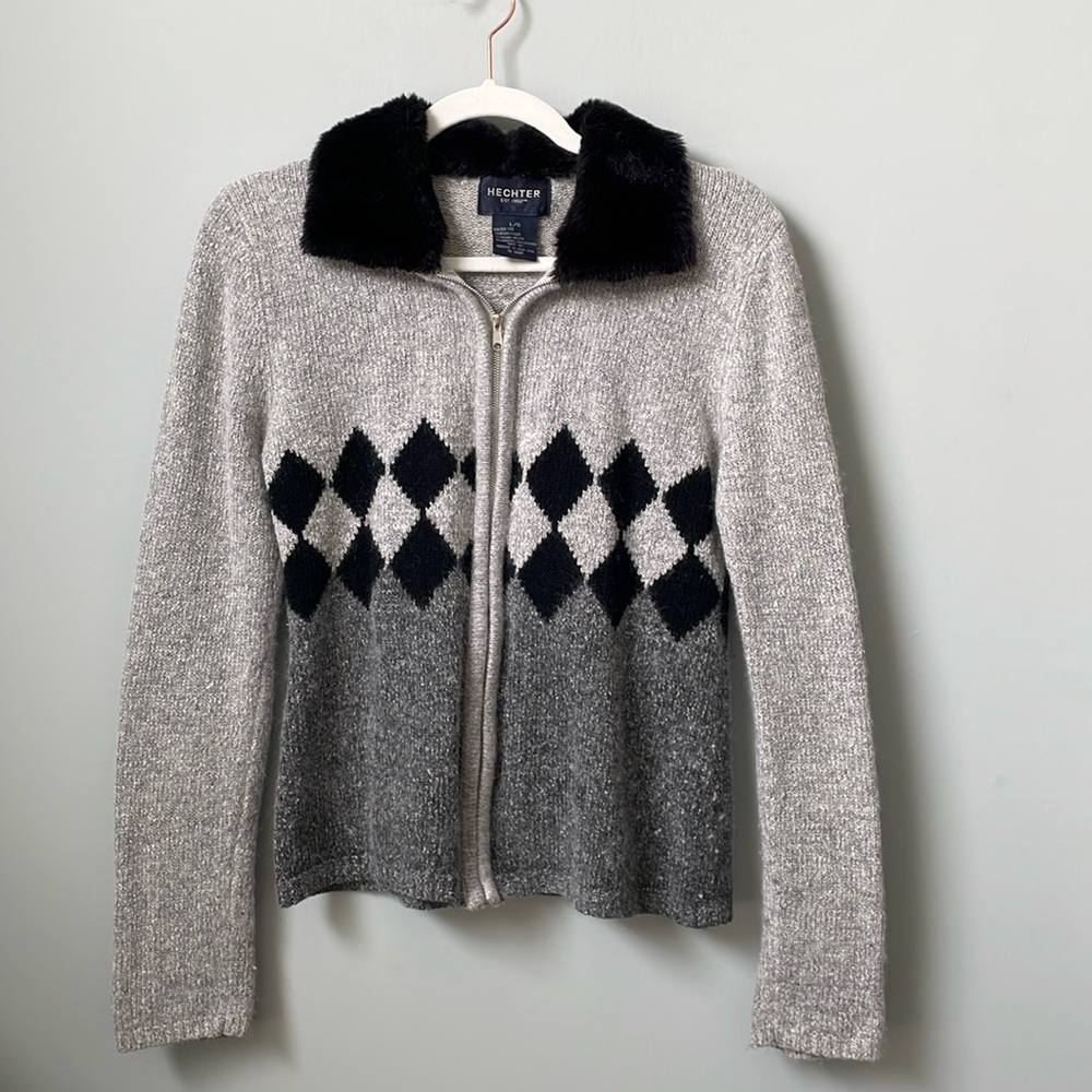 Silk blend zip up cardigan by Hechter